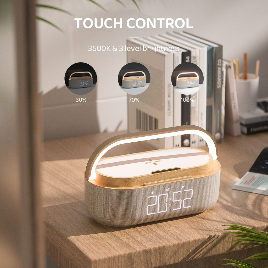 Digital Alarm Clock Radio Bluetooth Speaker Wireless Charger Snooze LED Display Wireless Speaker Loud Alarm Clock Sound Charger