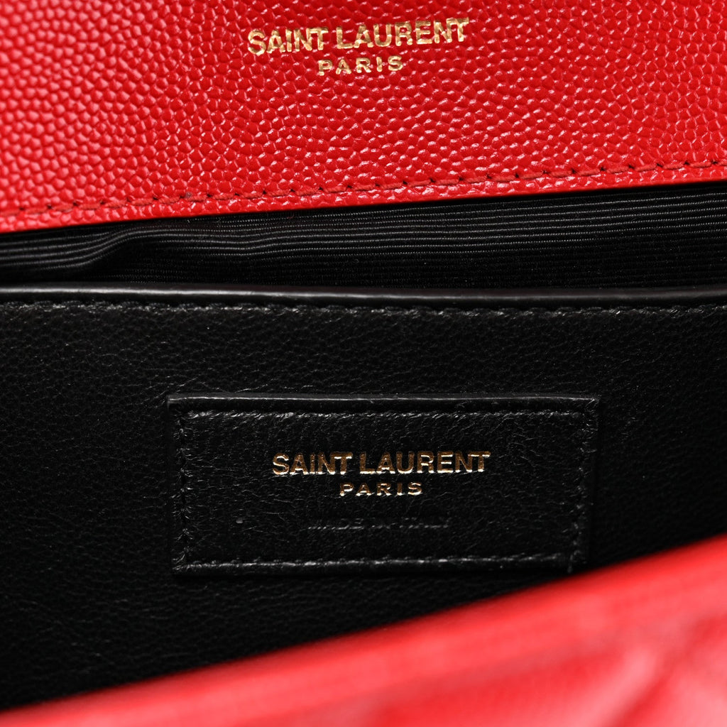 Grain De Poudre Textured Mixed Matelasse Triquilt Medium Monogram Satchel New Red