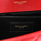 Grain De Poudre Textured Mixed Matelasse Triquilt Medium Monogram Satchel New Red