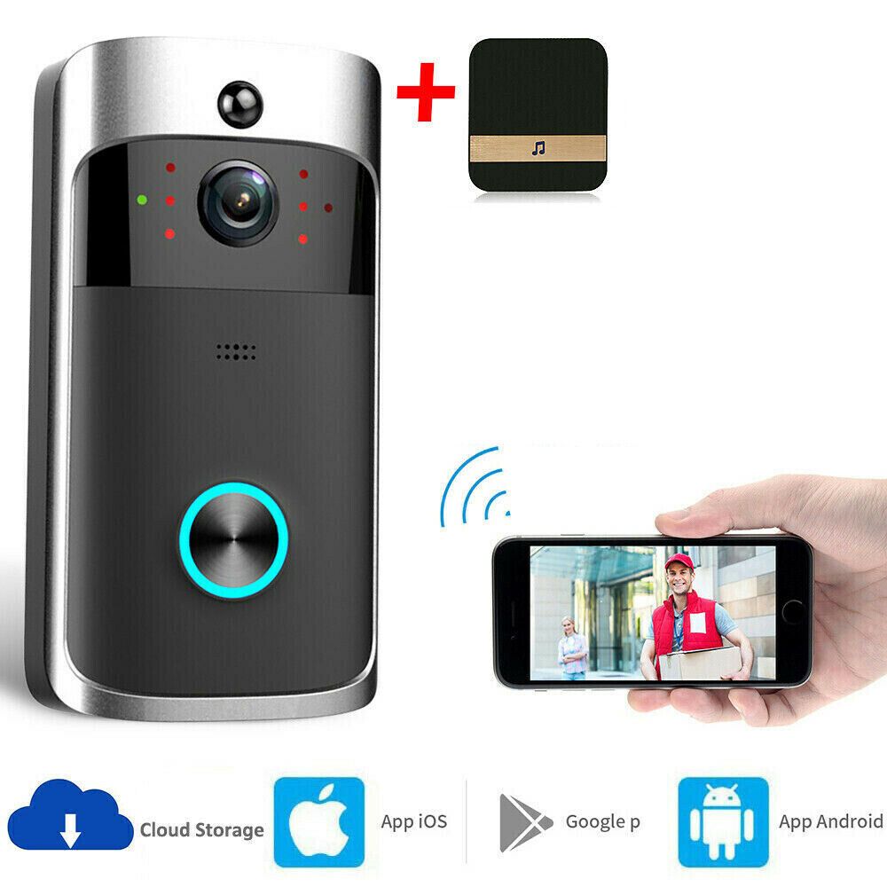 Smart Wireless WiFi Video Doorbell Phone Door Ring Intercom Security Camera Bell  includes Doorbell + Battery + Charger