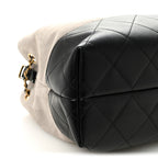 Suede Calfskin Shiny Lambskin Quilted Small Coco Base Shopping Bag Grey Black
