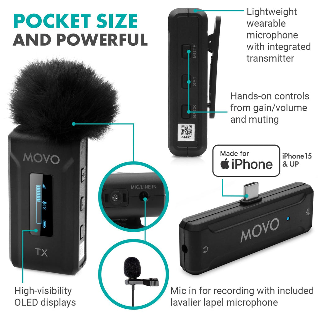 Movo WMX-2-C-DUO USB-C Dual Wireless Lav Mics