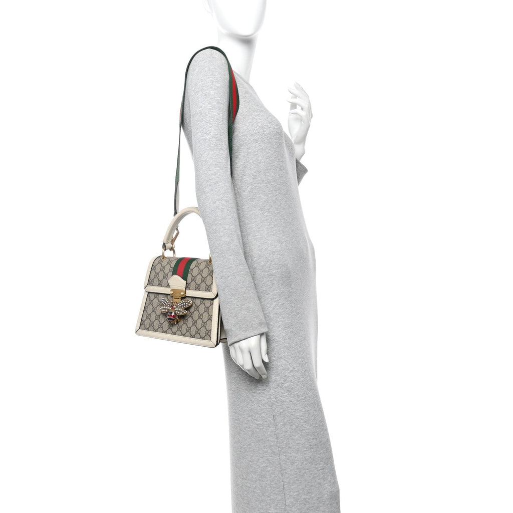 GG Supreme Monogram Small Queen Margaret Top Handle Bag White