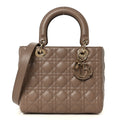 Lambskin Cannage Medium Lady Dior Warm Taupe