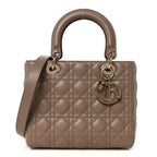 Lambskin Cannage Medium Lady Dior Warm Taupe