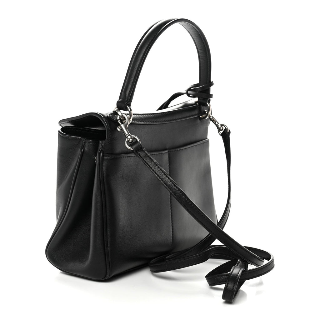 Natural Smooth Calfskin Mini Rodeo Top Handle Handbag Black