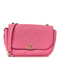 Goatskin Stitched Casual Trip Single Flap Pink