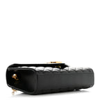 Grain De Poudre Textured Mixed Matelasse Triquilt Small Monogram Satchel Black