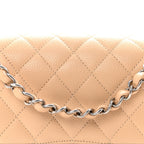 Caviar Quilted Medium Double Flap Beige