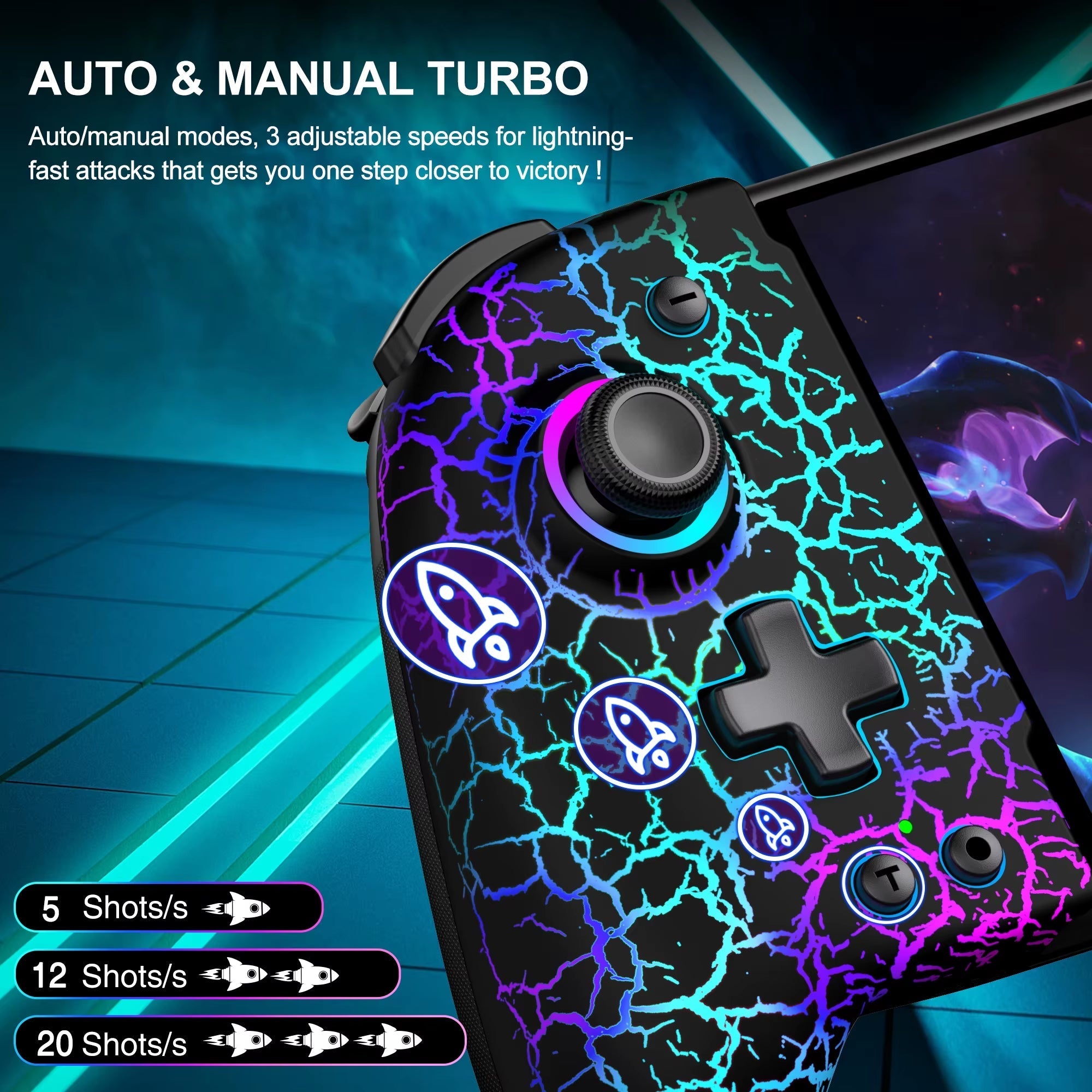 Switch Controller for Nintendo Switch and Switch OLED with Built-In 6-Axis Gyro and Ergonomic Handheld Grip