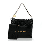 Shiny Calfskin Quilted Small Chanel 22 Black