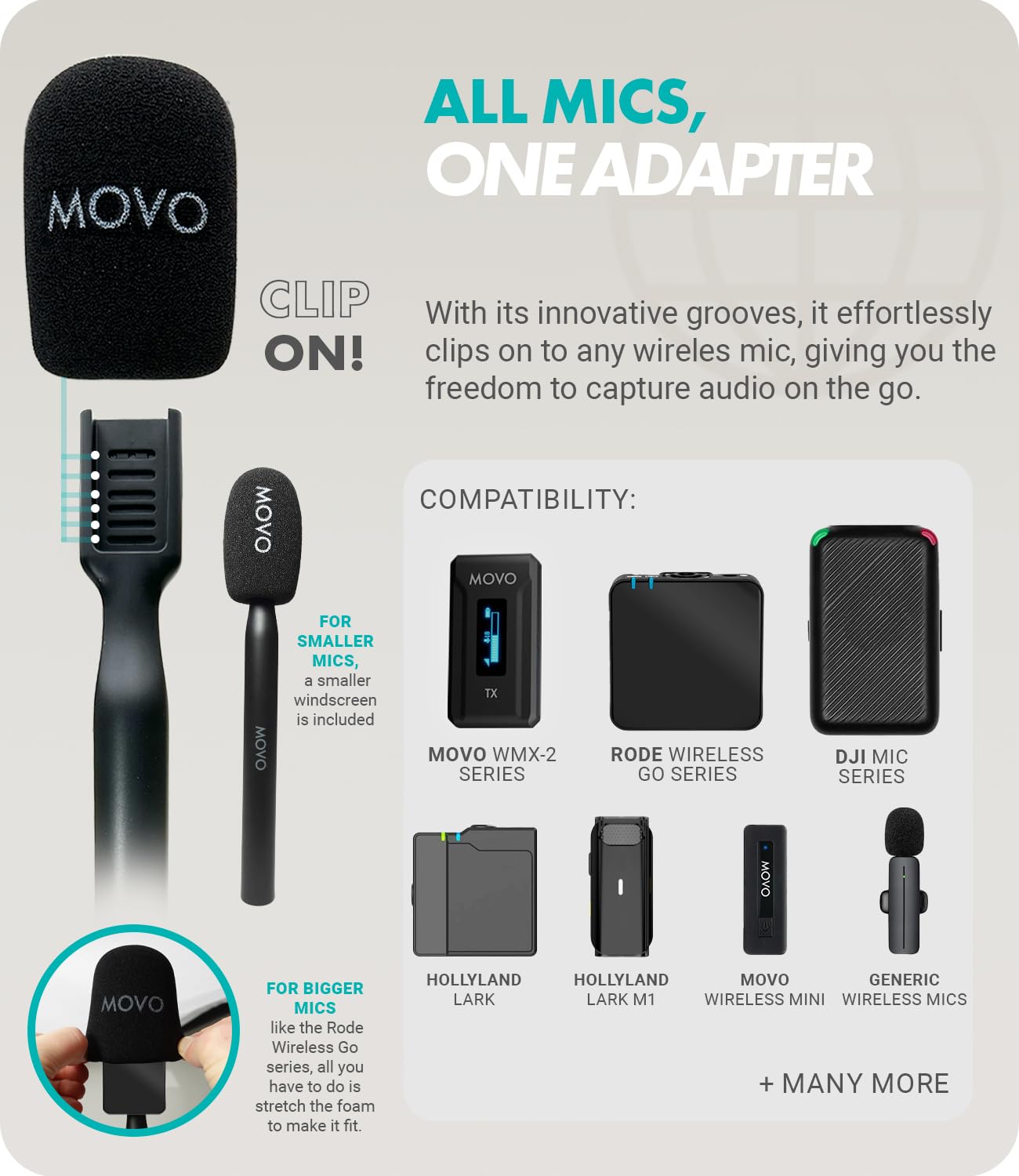 Movo WMX-HM Handheld Interview Mic Handle for Wireless Microphone Transmitters