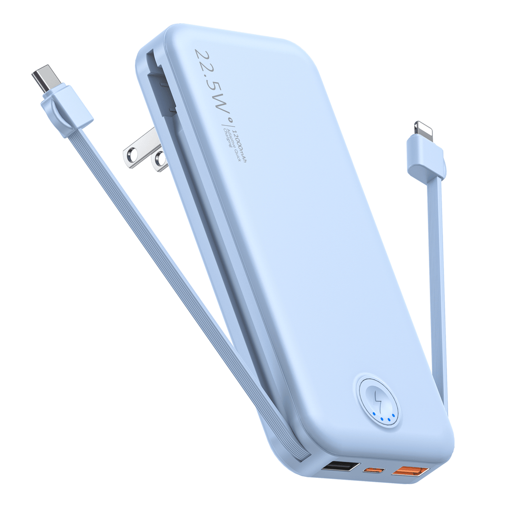 12000mAh Portable Power Bank with Built in Cables Mobile Phone Portable Charger Power Phone Charger Backup Battery for IPhone,Andriod Phone, Galaxy Ect.