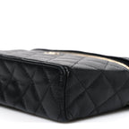 Caviar Quilted Top Handle Slim Vanity With Chain Black