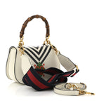 Calfskin Web Geometric Print Small Bamboo 1947 Top Handle Bag White Multi