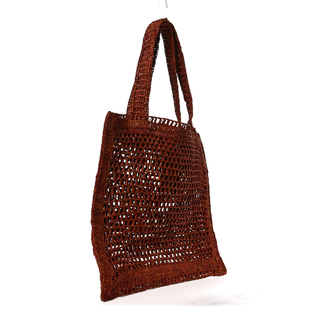Raffia Summer Banana Tote Clay Brown