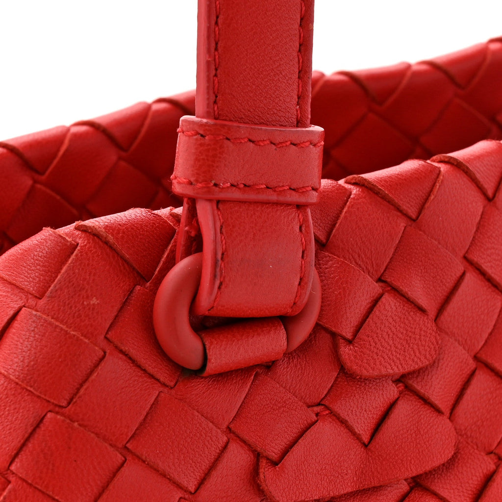 Nappa Intrecciato Ruffle Tote Red