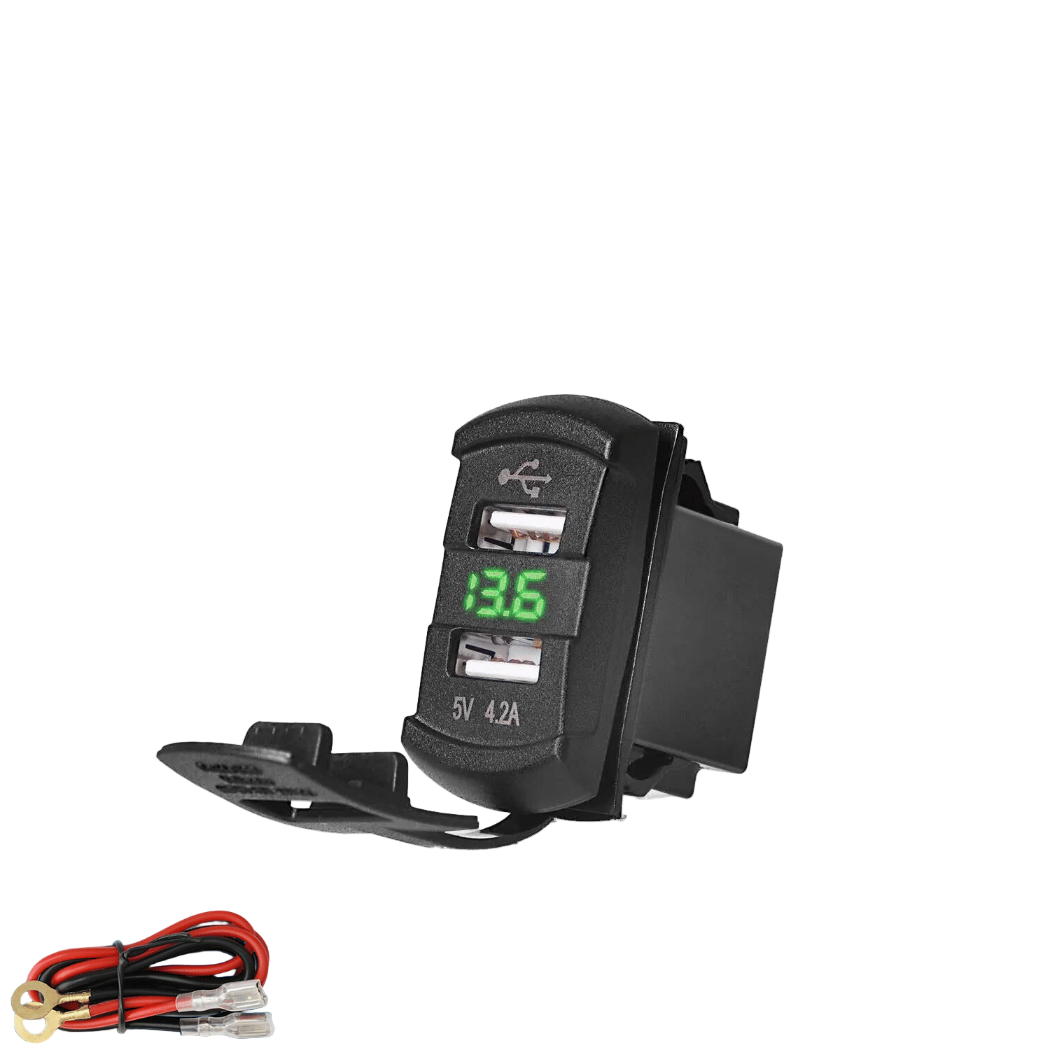12V Dual USB Charger Socket LED Voltage Voltmeter Rocker Switch Panel Car Boat