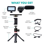 Movo uVlogger Kit for Android with Light, Mic, Phone Mount, Tripod