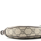 GG Supreme Monogram Textured Dollar Calfskin Web Mini Ophidia Shoulder Bag Beige Ebony New Acero