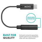 Movo UCMA-2 Female 3.5mm TRRS to USB-C Mic. Adapter