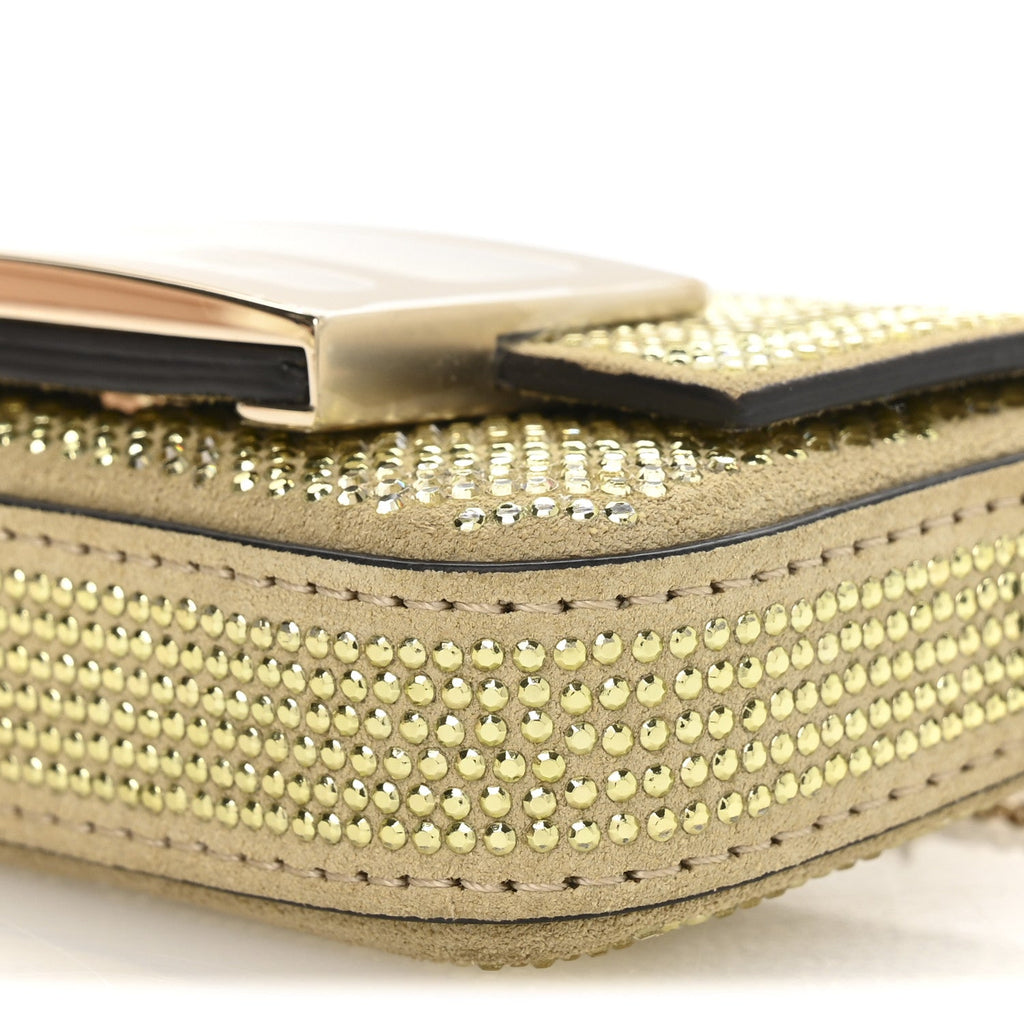 Crystal Vitello Laminato FF Nano Maxi Buckle Baguette Charm Light Gold