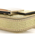 Crystal Vitello Laminato FF Nano Maxi Buckle Baguette Charm Light Gold