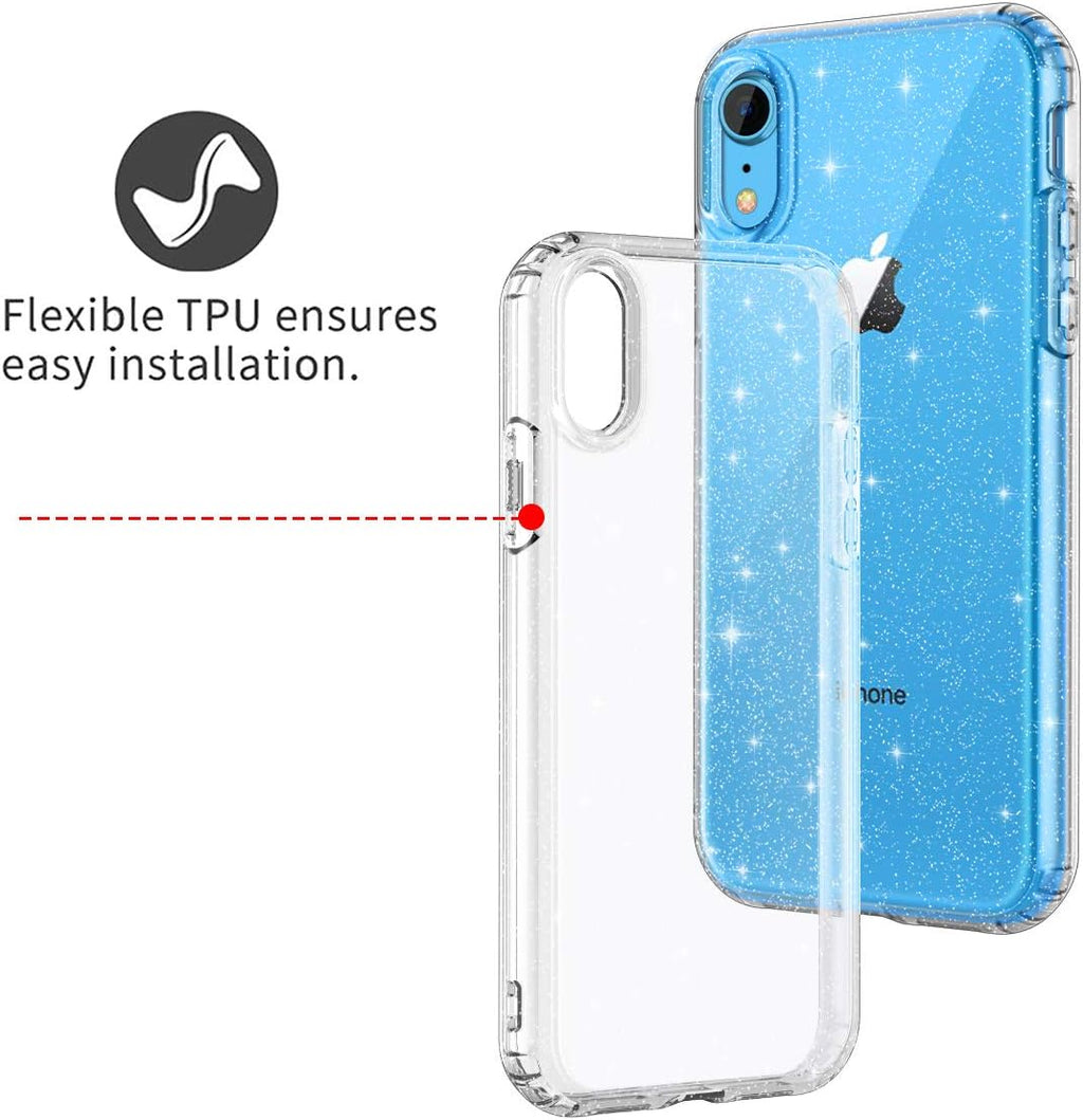 Entronix Case Compatible with iPhone XR - [Hard Back] Glitter Clear