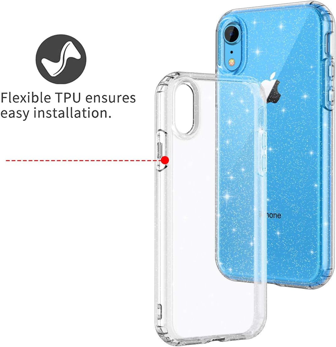 Entronix Case Compatible with iPhone XR - [Hard Back] Glitter Clear