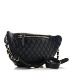 Lambskin Quilted Waist Bag Fanny Pack Black