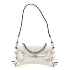 Nappa Vertical Matelasse Small Maxi Horsebit Chain Shoulder Bag Great White