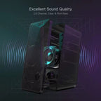 GS510 Waltz RGB Desktop Speakers - 2.0 Channel Stereo System with Four LED Backlight Modes and Enhanced Audio Performance