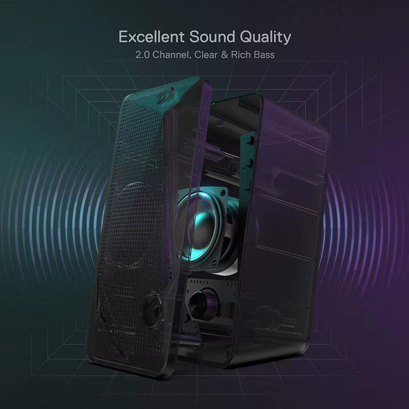 GS510 Waltz RGB Desktop Speakers - 2.0 Channel Stereo System with Four LED Backlight Modes and Enhanced Audio Performance