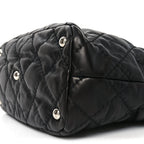 Calfskin Contrast Stitch Tote Black