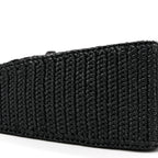 Yarn Raffia Effect Crochet Triangle Shoulder Bag Black