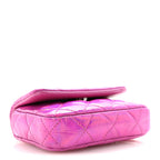 Patent Lambskin Quilted CC Hook Card Holder Pink