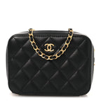 Lambskin Quilted CC Pearl Crush Camera Case Black