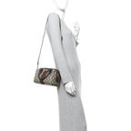 GG Supreme Monogram Textured Dollar Calfskin Web Mini Ophidia Top Handle Bag Beige Ebony New Acero