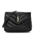 Calfskin Y Quilted Monogram Toy Loulou Crossbody Bag Black