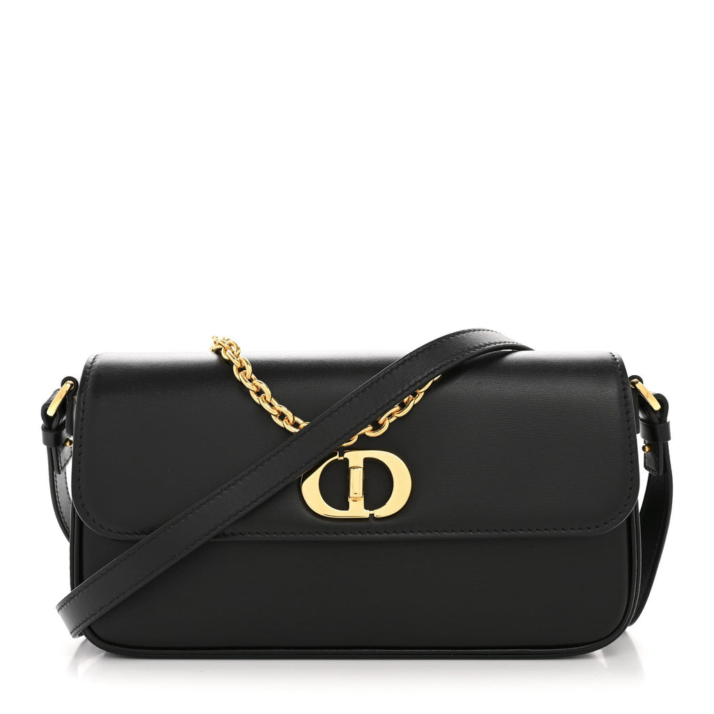 Box Calfskin 30 Montaigne Avenue East West Mini Bag Black