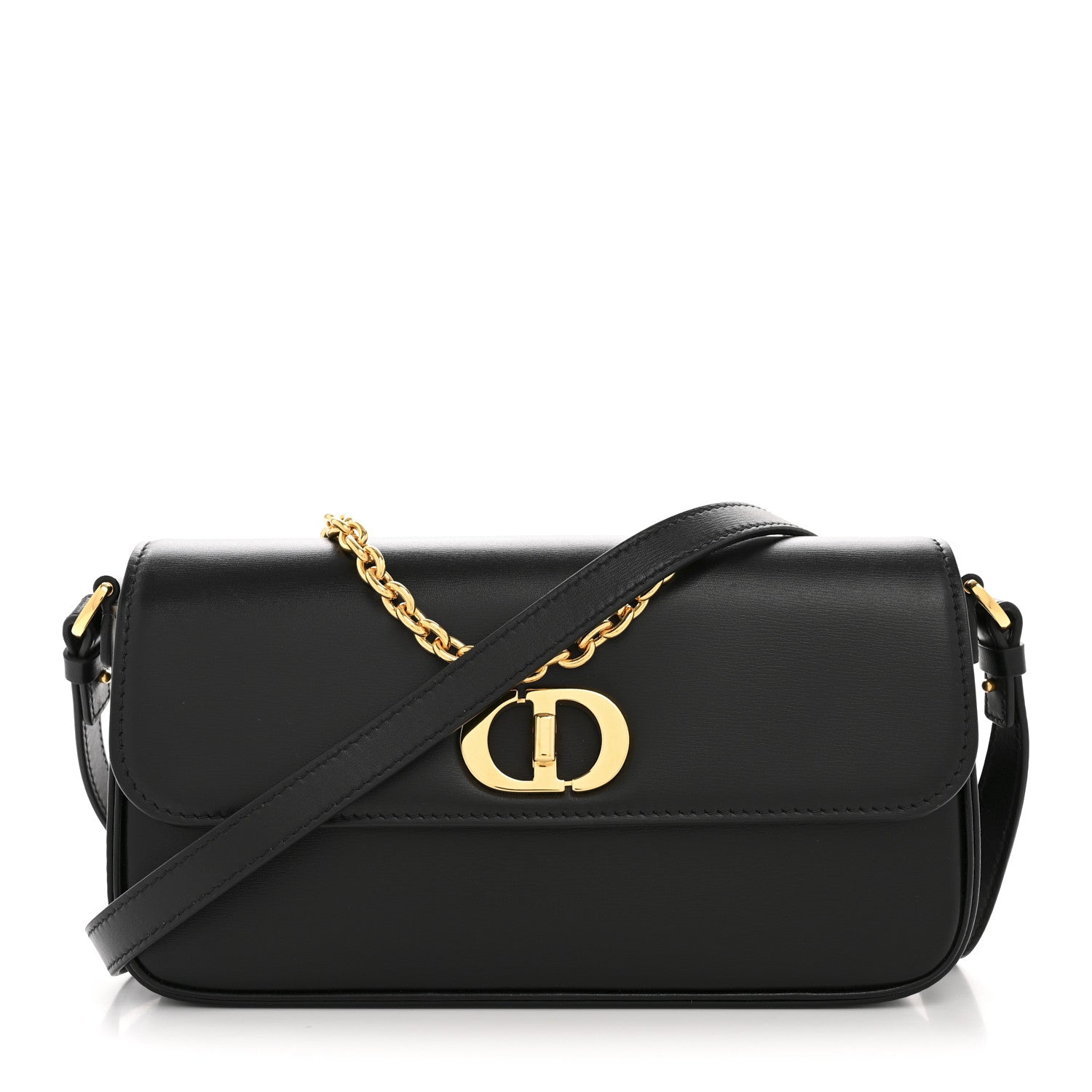 Box Calfskin 30 Montaigne Avenue East West Mini Bag Black