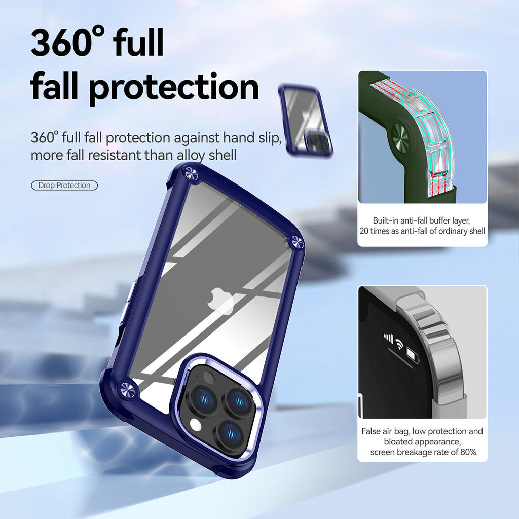 High Quality Clean Pc,Tpu And Metal Bumper Case For Iphone 13 Pro In Navy