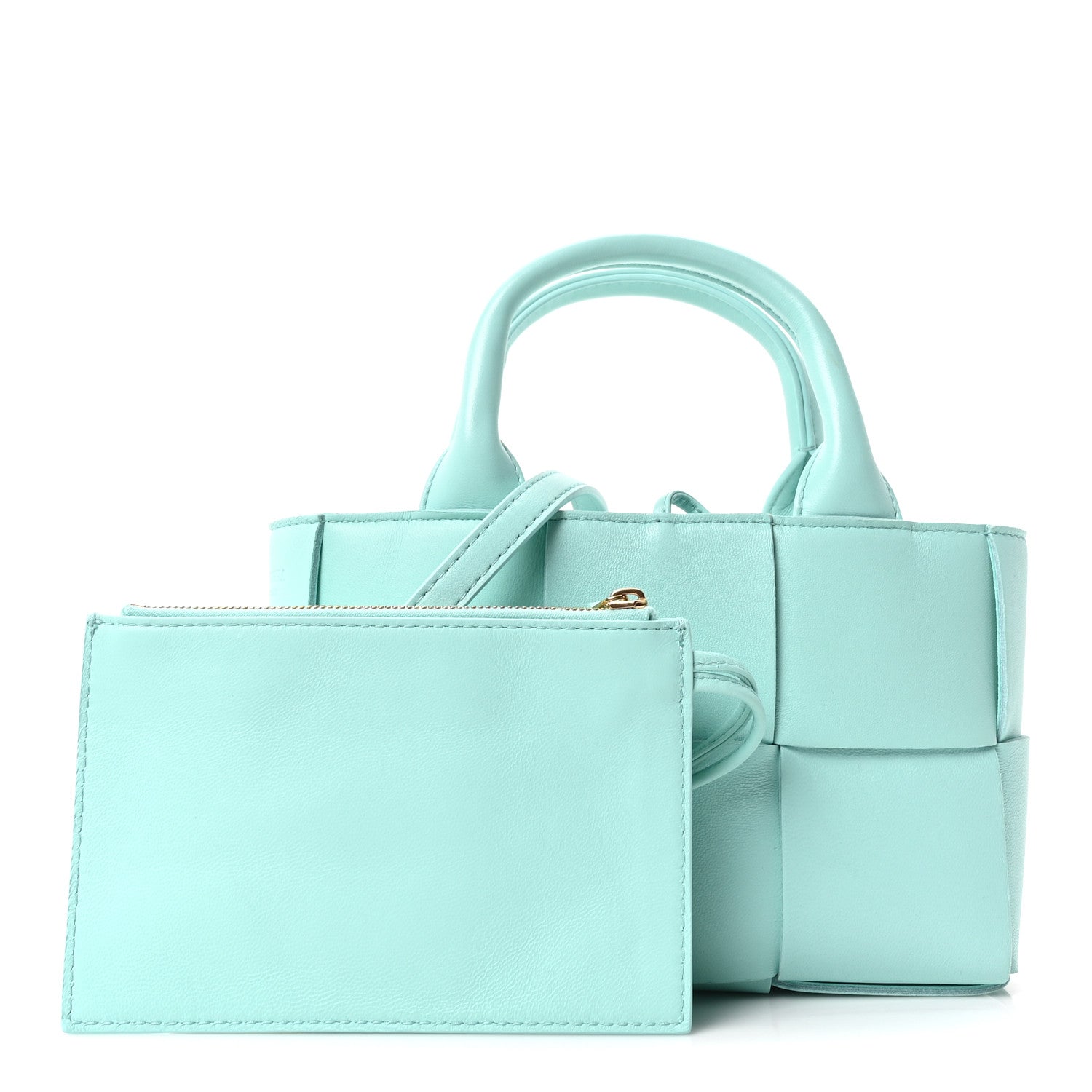 Grained Calfskin Maxi Intrecciato Mini Arco Tote Pale Blue