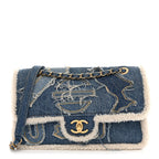 Denim Shearling Hieroglyph Flap Blue