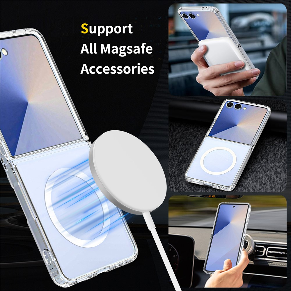 Entronix [Magnetic] Case Compatible with Galaxy Z Flip 7 - [Hard Back] Slim Clear