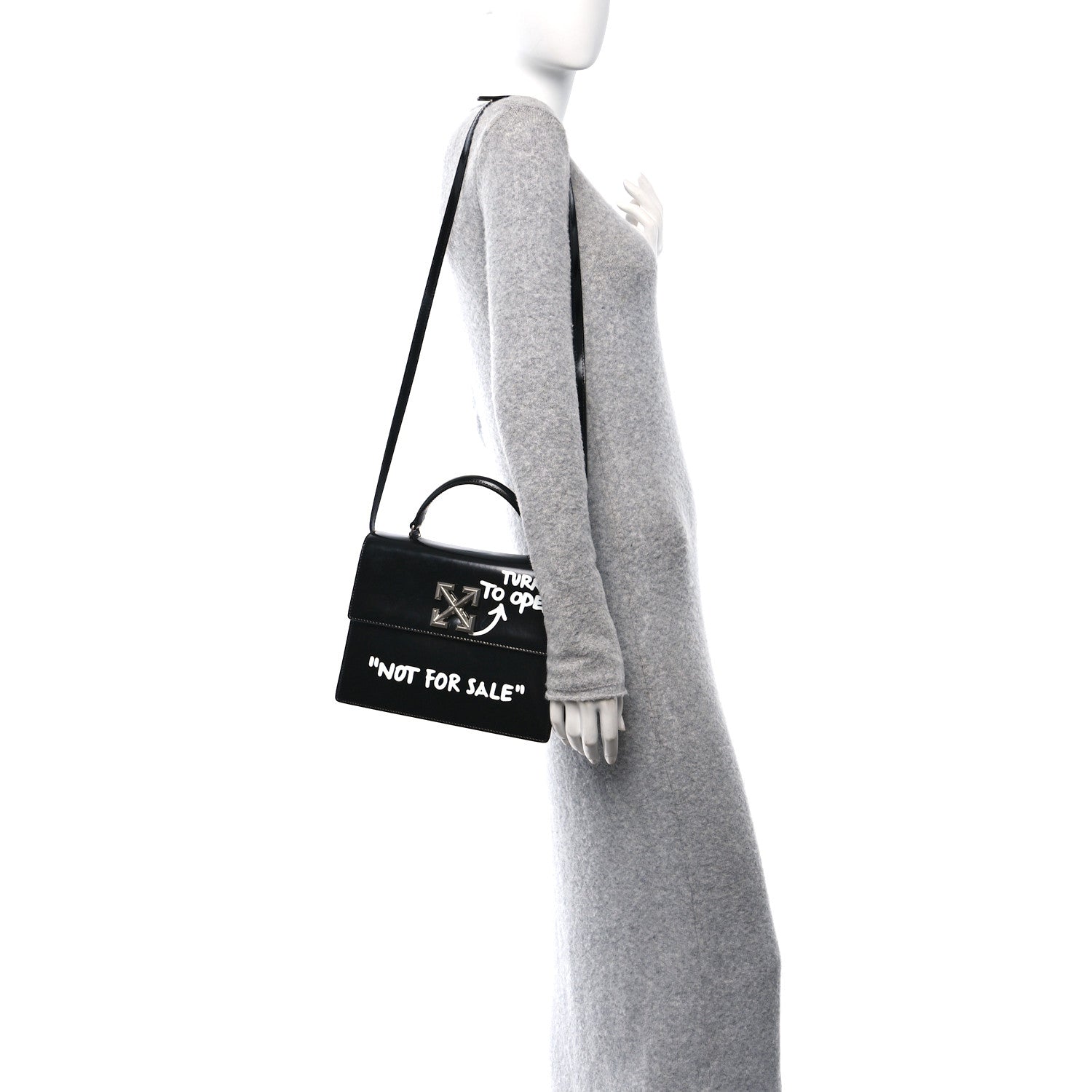 Calfskin Jitney 2.8 Not For Sale Top Handle Bag Black White