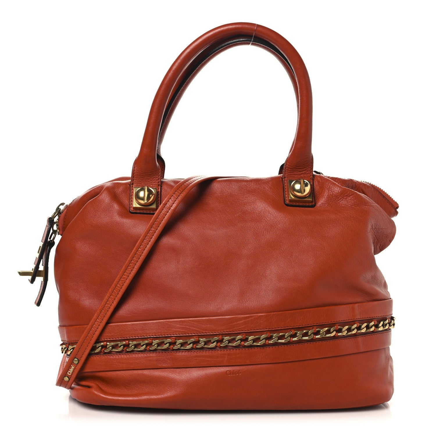 Calfskin Kira Convertible Bowler Bag Brick Red