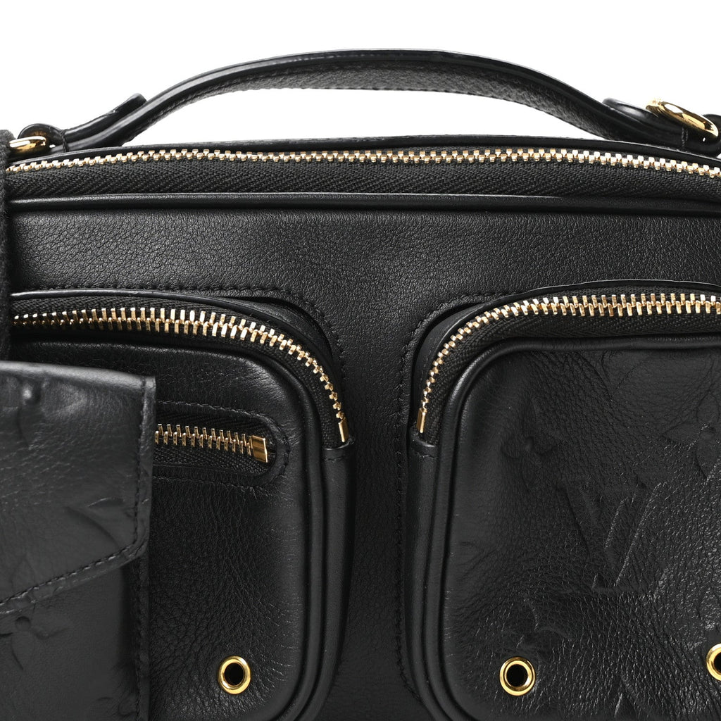 Calfskin Monogram Embossed Utility Crossbody Black