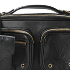 Calfskin Monogram Embossed Utility Crossbody Black