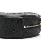 Caviar Quilted Round Filigree Crossbody Black